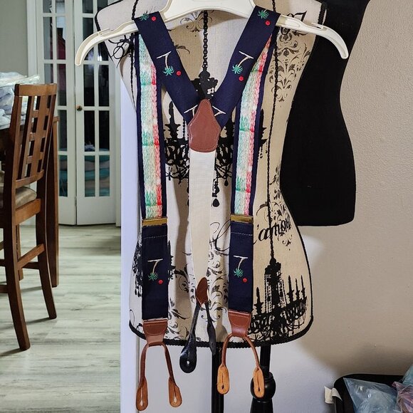 MADE IN ENGLAND PALM TREE DESIGN SUSPENDERS - Picture 2 of 5